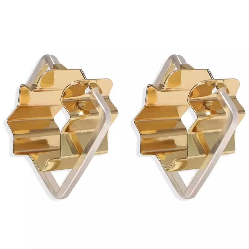Zara Gold and Silver Geometric Star Drop Earrings